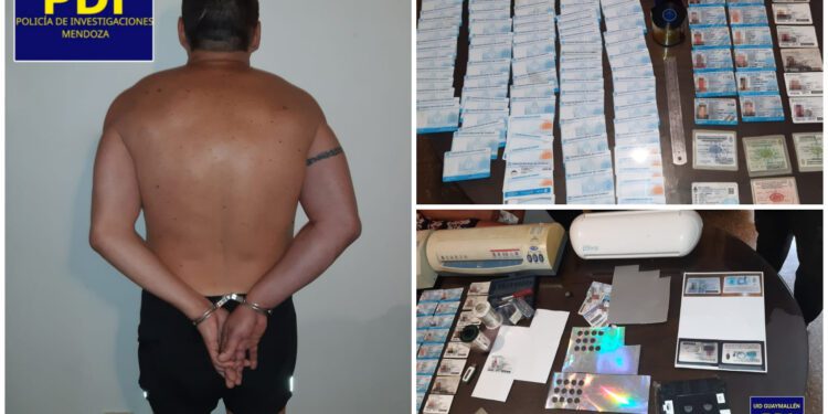Detuvieron en Godoy Cruz a un hombre acusado de falsificar DNI y licencias de conducir
