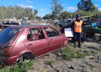 Inspección policial y clausura de un un desarmadero